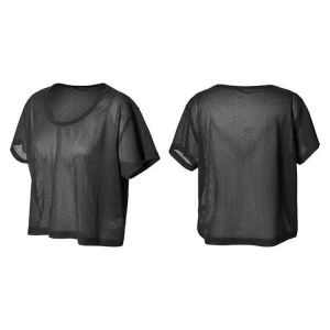 Women Short Sleeve Mesh Hollow Yoga Mesh T-shirt See-through Mesh Sports Quick-drying Fitness Wear Mesh Breathable Tops