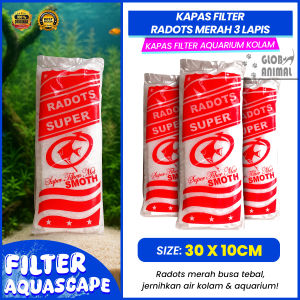 KAPAS FILTER RADOTS MERAH 3 LAPIS BUSA FILTER AQUARIUM KOLAM 30X10CM