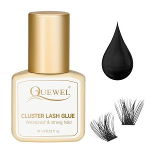 QUEWEL Lash Clusters Glue 10ml Black DIY Lash Extensions for Individual Lashes Long-Lasting No Irritation Large Capacity No Shaking (Black-10ml)