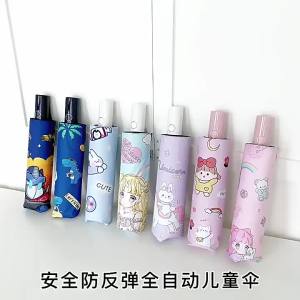 AE Custom sample logo Womens umbrella for both rain and sun automatic folding sun umbrella UV protection black-coated sunshade