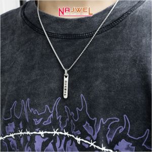 Marshel Necklace - Kalung Ukir Nama Laser Pria Titanium 100% Anti Karat Cowok Silver Stainless Steel