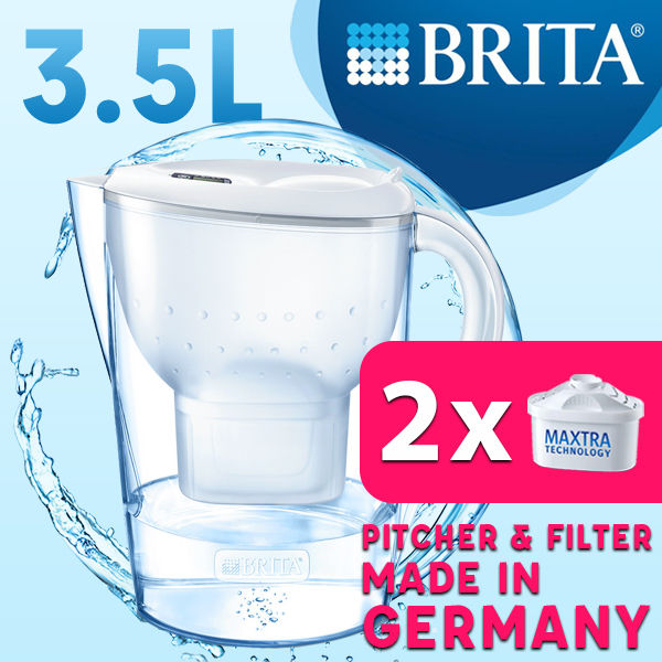 BRITA Marella XL Water Filter Jug 3.5L, Includes 3 x MAXTRA+ Filter  Cartridges White/Blue