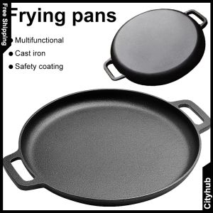 Heavy Duty 30cm Cast Iron Skillet Pan with Dual Handles Perfect for Indoor and Outdoor BBQ Cooking