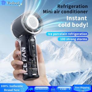 [Vodool Brand Center]3000mAh Small Desktop Cold Fan LED Digital Display Battery Operated Cooling Fan for Camping Hiking Outdoor Activities