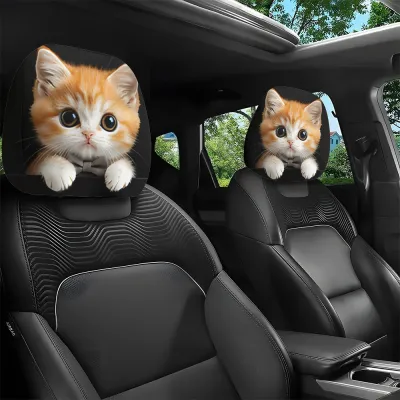 Lunara ghost headrest cover for car 2Pcs Elastic Car Headrest Covers Dust-proof Funny Car Seat Headrest Protectors Creative Thin Breathable Auto Seat Head Decor Car Interior Accessories