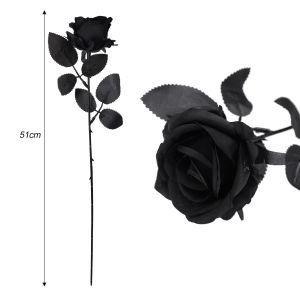 【On Sale】5Pcs Black Blue Velvet Rose Fake Rose Flowers Artificial Flower for Wedding/Party/Home Valentines Day Gift