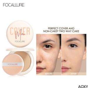 AOLIAO FOCALLURE Waterproof Powder Compact Perfect Cover Oil Control Matte Dry Wet Dual-Use Contain Vitamin C
