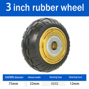 Universal silent solid Single rubber wheel 3/4/5 inch brake flat trolley heavy duty casters