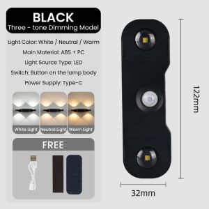 LED Motion Sensor Light Wireless Wall light 3 colors Rechargeable Energy Saving Smart Decorative Wall Light
