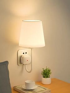 SXH Portable bedside eye-care night light plug-in for bedroom sleep table lamp bedside lamp moon-shaped wall lamp ambient lighting