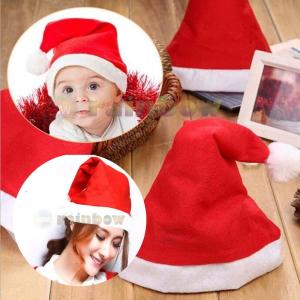 Topi Santa Claus All size Anak Anak dan Dewasa Universal Topi Merah Topi Santa Claus Polos Topi Beludru Topi Santa Clause Christmas Hat Christmas Perlengkapan Pesta Natal - Merah