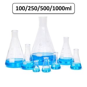 Erlenmeyer Flask 100-1000ML Glass Erlenmeyer Flask Straight Small Mouth Triangle Flask for Laboratory