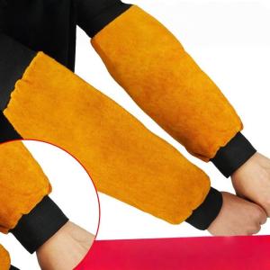 LEI 1 Pair Portable Welding Arm Guard PU Leather Welding Sleeves Heat Resistant Flame Retardant Arm Protection For Industrial Work