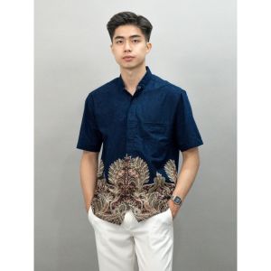 Swipe Up Kemeja Batik Pria Modern Lengan Pendek Charisma Black