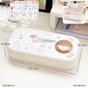 [COD] Springhooe กล่องดินสอสองชั้นสำหรับนักเรียนน่ารัก Morandi เรียบง่ายความจุมากกล่องดินสอสองชั้นอุปกรณ์จัดระเบียบเครื่องเขียนลายการ์ตูนอุปกรณ์การเรียน
