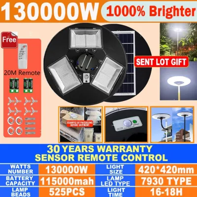 UFO Solar Street Light 500000W Outdoor Waterproof IP68 10080LED street lamp yard lights led lightning protection Smart sensing solar lamp garden light with remote automatic