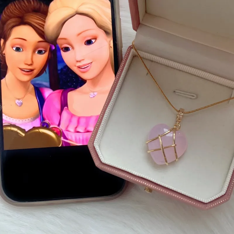 MIAOYA Barbie Princess Necklace For Women INS Heart-Shaped Pendant