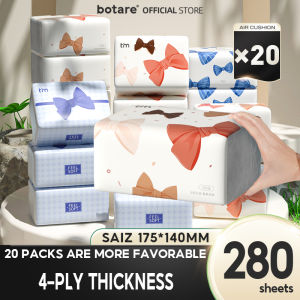 【20 Packs】Botare cute bow soft luxury tissue 4 layers thickened 140x175mm large pack home use log skin-friendly