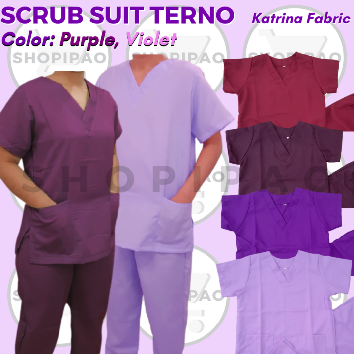 Scrubsuit Terno Maroon Violet Lavender Burgundy Upper and Pants Scrub ...