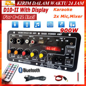 Ampli Full Bass Subwoofer 900W AC 220V 12V 24V Hi-Fi Bluetooth Mobil Audio Power With LCD Indikator Daya Ditingkatkan Amplifier Otomatis Siaran FM Pemain High-Fidelity Bass Power Dual Mendukung USB TF Remote Control Penguat Suara  Untuk 8-12Inch