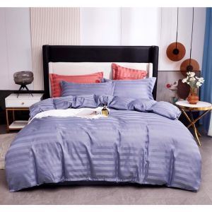 Bộ Chăn Ga Gối Cotton Lụa Sọc 3F Cao Cấp Khách Sạn Decor phòng ngủ 5 món ( 1 mền+1 Ga bọc+1 áo ôm+2 áo nằm)