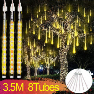 LED-30CM Solar/Electric 8 Tubes Meteor Rain Lights Outdoor Waterproof Christmas Tree Courtyard Garden Decor
