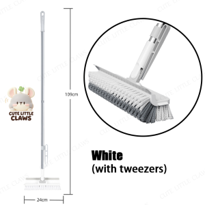 [SG Stock] 5 in1 Floor Cleaning Brush with Tweezers PET Bristles Long Handle V Shape Brush Tile Bathroom Brush