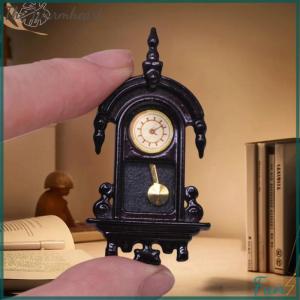 【The Warmheart】 1 12 Dollhouse Vintage Simulation Wall Clock Model Doll Home Clock Living Room Decor Toy Dolls House Micro Scene Accessories