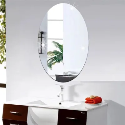 COD 1Pc Oval Acrylic Mirror Self-adhesive Wall Stickers / Home Decor Wallpaper / 3D Mirror Wall Art / Bathroom