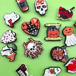 New Halloween PVC Soft rubber funny ghost detachable decorative buckle for clogs and shoes DIY Accessories