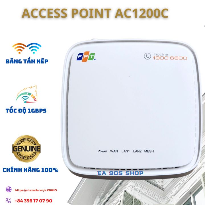 Thiết bị phát sóng wifi không dây chính hãng FPT Access Point Ac1200c, băng tần kép, tốc độ cao 1Gbps - EA 90S Shop