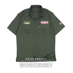 WOLV Kemeja Pria Workshirt Kemeja Kerja Black