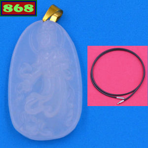 Mặt Phật Quan âm đá thạch anh trắng DUNQATRV16 mặt dây chuyền phong thủy vòng cổ dây chuyền thời trang