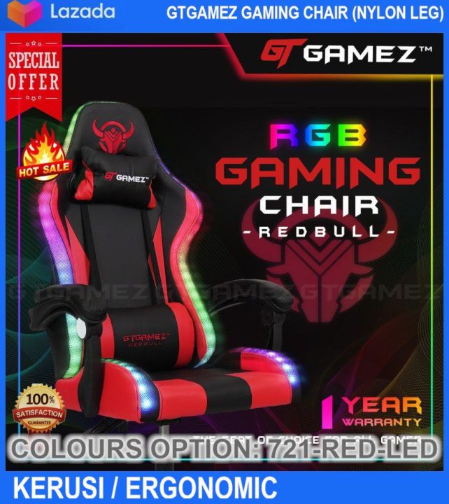 Gtgamez Gaming Chair Racing Chair With Ergonomic Backrest Height