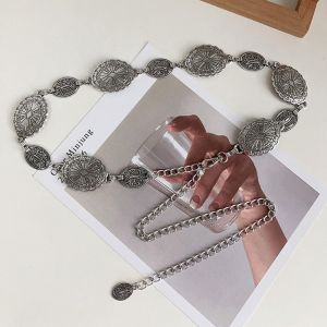 SUTONGXUE Silver Belt Waist Chain Body Jewelry Carving Metal Body Chain Vintage Ethnic Style Women