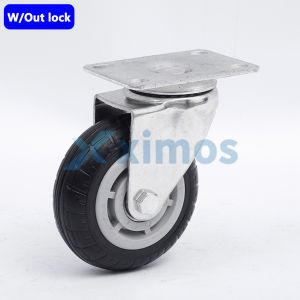 Xximos (With Lock/Without Lock) Black Mute Rubber Caster Wheels Swivel Trolley Wheel Fixed/Rotate 3 To 5