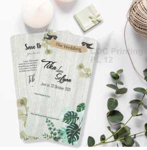 UNDANGAN PERNIKAHAN [ISI 100 Lembar] UNDANGAN PERNIKAHAN GREEN LEAVES ELEGAN UNIK LUCU