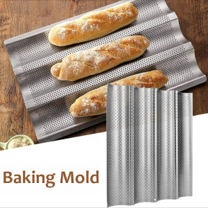 3/4 Slot Baguette Baking Mold Carbon Steel Wave Baguette Perforated Food Grade Baking Tray Pan