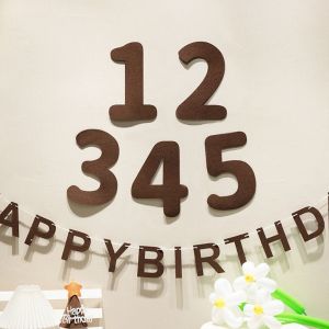 FEATSHOP64FE8 รู้สึกดิจิตอล แบนเนอร์วันเกิดสักหลาด ธงดึงพวงมาลัย สุขสันต์วันเกิดอย่างมีความสุข ป้ายธงประดับ ของขวัญสำหรับเด็ก อาบน้ำทารกฝักบัว ธงแขวน ของตกแต่งงานปาร์ตี้