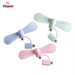 Thunlit Portable Phone Fan 2 in 1 Type-C iPhone Android Small Mini Fan for Mobile Phone