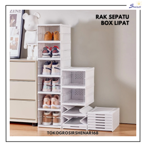 RAK SEPATU LIPAT SUSUN ANTI DEBU LEMARI MULTIFUNGSI RAK SUSUN KOTAK SEPATU PORTABLE 6 SUSUN SHOES BOX PLASTIK PRAKTIS - PICO SHOE