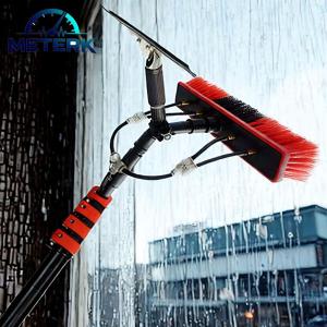 Meterk Solar Panel Cleaner Brush Replacement for AquaSpray Superlite Telescopic Pole Roof Window Cleaning Brush. Red bristles telescopic pole water spray cleaning tool roof window.