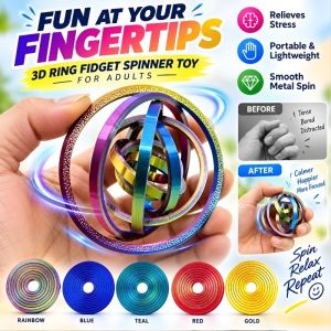 3D Fidget Ring Spinner Ring Adult Fidget Ring Portable Creative Stress Relief Finger Spinner Rotating Toy Gift