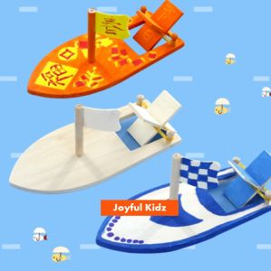 Kids Creative DIY Wooden Boat Colouring Painting Graffiti Art Crafts