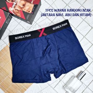 Boxer Pria Sorex M3906 Size S-XL 1 kotak 3PCS Supersoft/ Celana Dalam Boxer Laki-Laki Katun Premium Sorex M-XL Karet Lebar