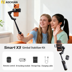 NEW AOCHUAN Smart X3 3 Axis Gimbal Stabilizer With Detachable Remote Built-in 51CM Extension Rod AI Tracking For Video shooting