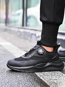 Large Size 48 Mens Summer Safety Shoes Rotating Button Work Sneakers Steel Toe Shoes Puncture-Proof Protection Shoes Security