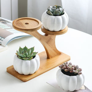 Unique Bamboo Plant Stand Holds 3 Kinds of Indoor Plants Multi-layer Wooden Flower Pot Stand with 2 Assembly Options Modern Plant Stand in the Middle of the Century Can be Used on Your Window Sill Corner Table Top or Shelf In Stock ⭐