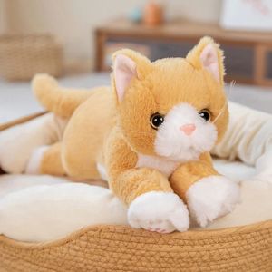 IPIE2 Cartoon Cat Simulated Cat Plush Toy White/ Gray Plush Plush Kitten Pillow Collection PP Cotton Plush Cat Doll Birthday Gift