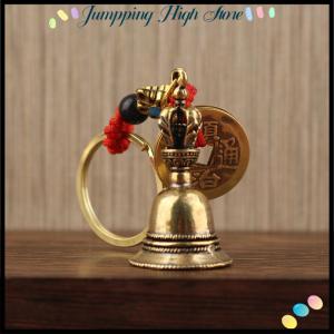 【Jumpping】 Vintage Vintage Brass Bell Wings Decoration Guardian Bell Keychain Angel Relief Hanging Decor